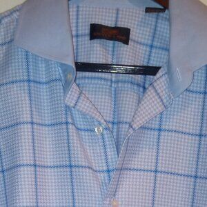 Steven Land Men's LIGHT BLUE STRIPED French Cuffs Dress Shirts